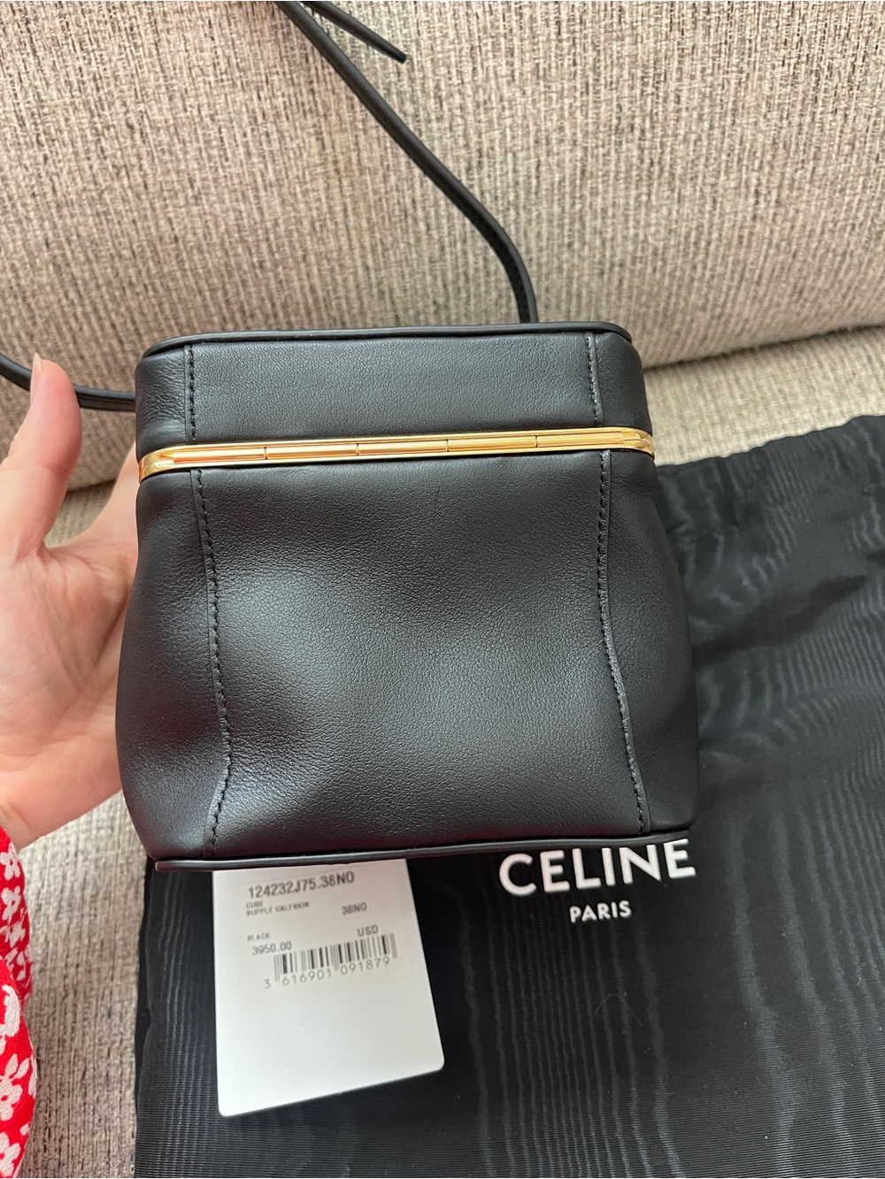 Celine Cube Black Leather Mini Vanity Bag with Gold-Tone Trim - Picture 5 of 9